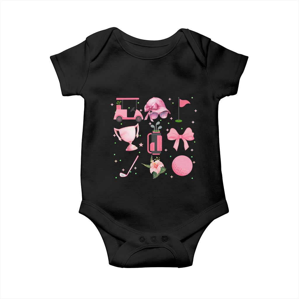 Womens Golf Lover Baby Onesie Cute Pink Bow Golf Sports Gift TS12 Black Print Your Wear