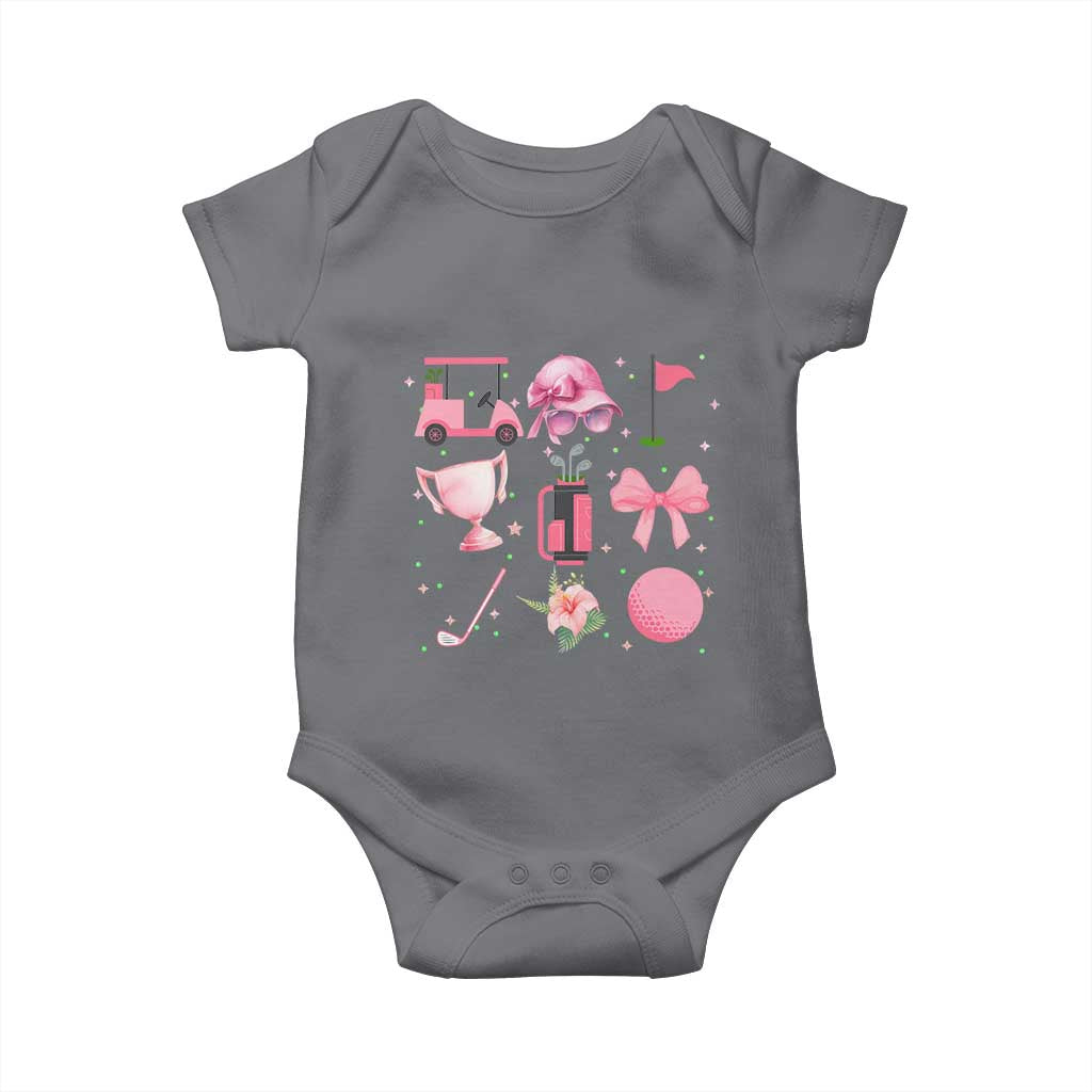 Womens Golf Lover Baby Onesie Cute Pink Bow Golf Sports Gift TS12 Charcoal Print Your Wear