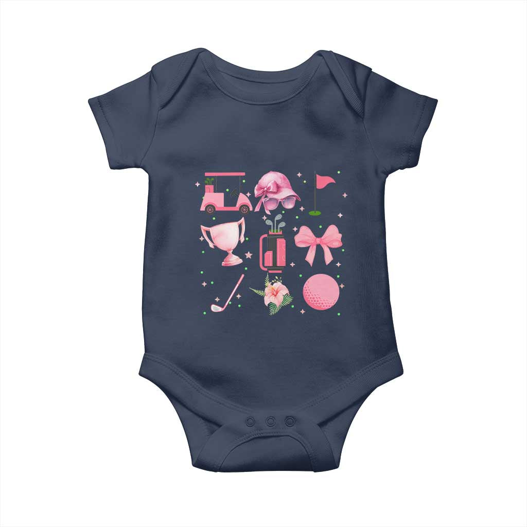 Womens Golf Lover Baby Onesie Cute Pink Bow Golf Sports Gift TS12 Navy Print Your Wear