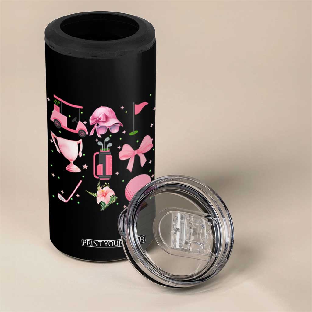 Womens Golf Lover 4 in 1 Can Cooler Tumbler Cute Pink Bow Golf Sports Gift TS12 Print Your Wear