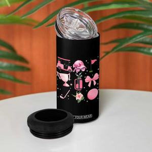 Womens Golf Lover 4 in 1 Can Cooler Tumbler Cute Pink Bow Golf Sports Gift TS12 Print Your Wear