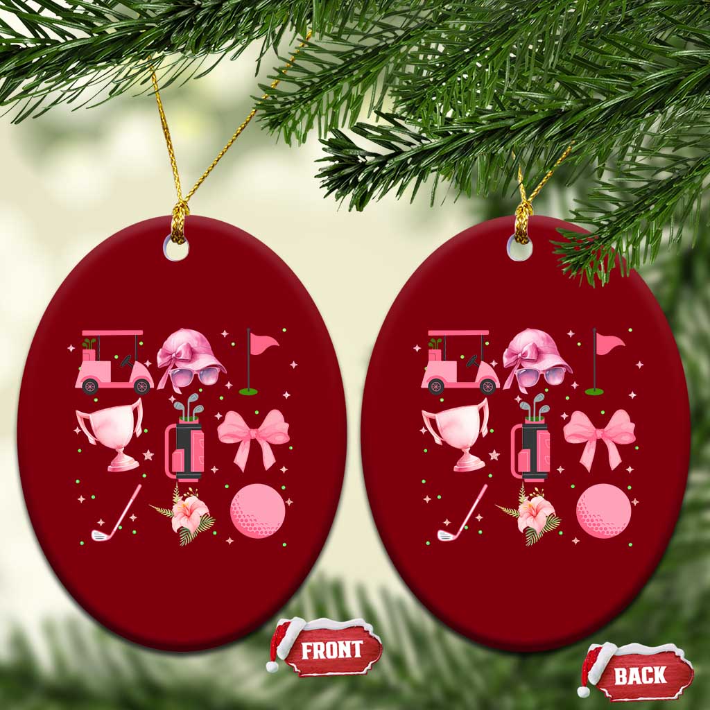 Womens Golf Lover Ceramic Ornament Cute Pink Bow Golf Sports Gift TS12 Print Your Wear