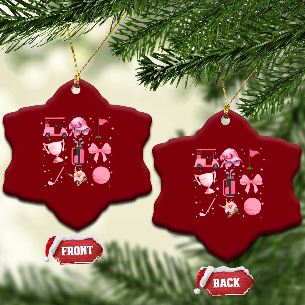 Womens Golf Lover Ceramic Ornament Cute Pink Bow Golf Sports Gift TS12 Print Your Wear