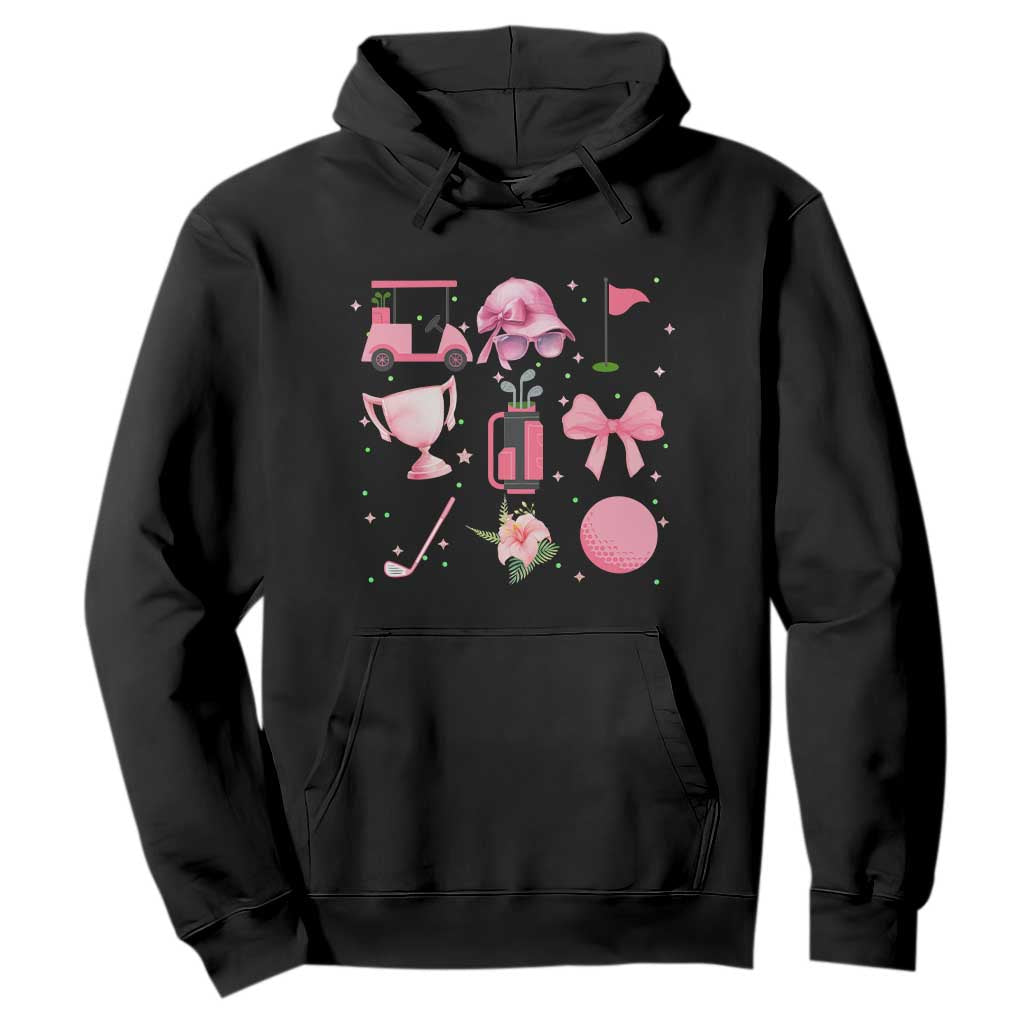Womens Golf Lover Hoodie Cute Pink Bow Golf Sports Gift TS12 Black Print Your Wear