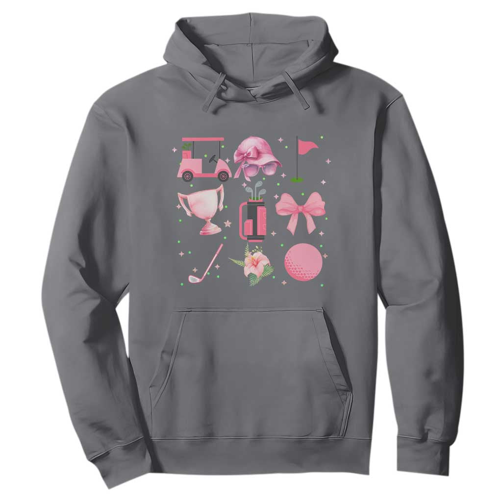 Womens Golf Lover Hoodie Cute Pink Bow Golf Sports Gift TS12 Charcoal Print Your Wear