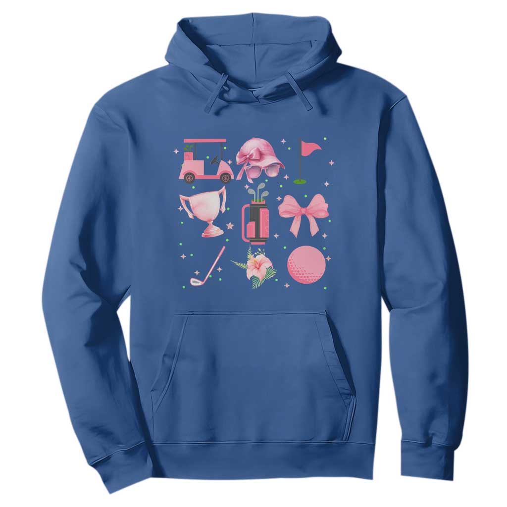 Womens Golf Lover Hoodie Cute Pink Bow Golf Sports Gift TS12 Royal Blue Print Your Wear