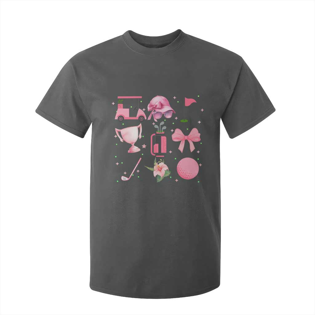 Womens Golf Lover T Shirt For Kid Cute Pink Bow Golf Sports Gift TS12 Dark Heather Print Your Wear