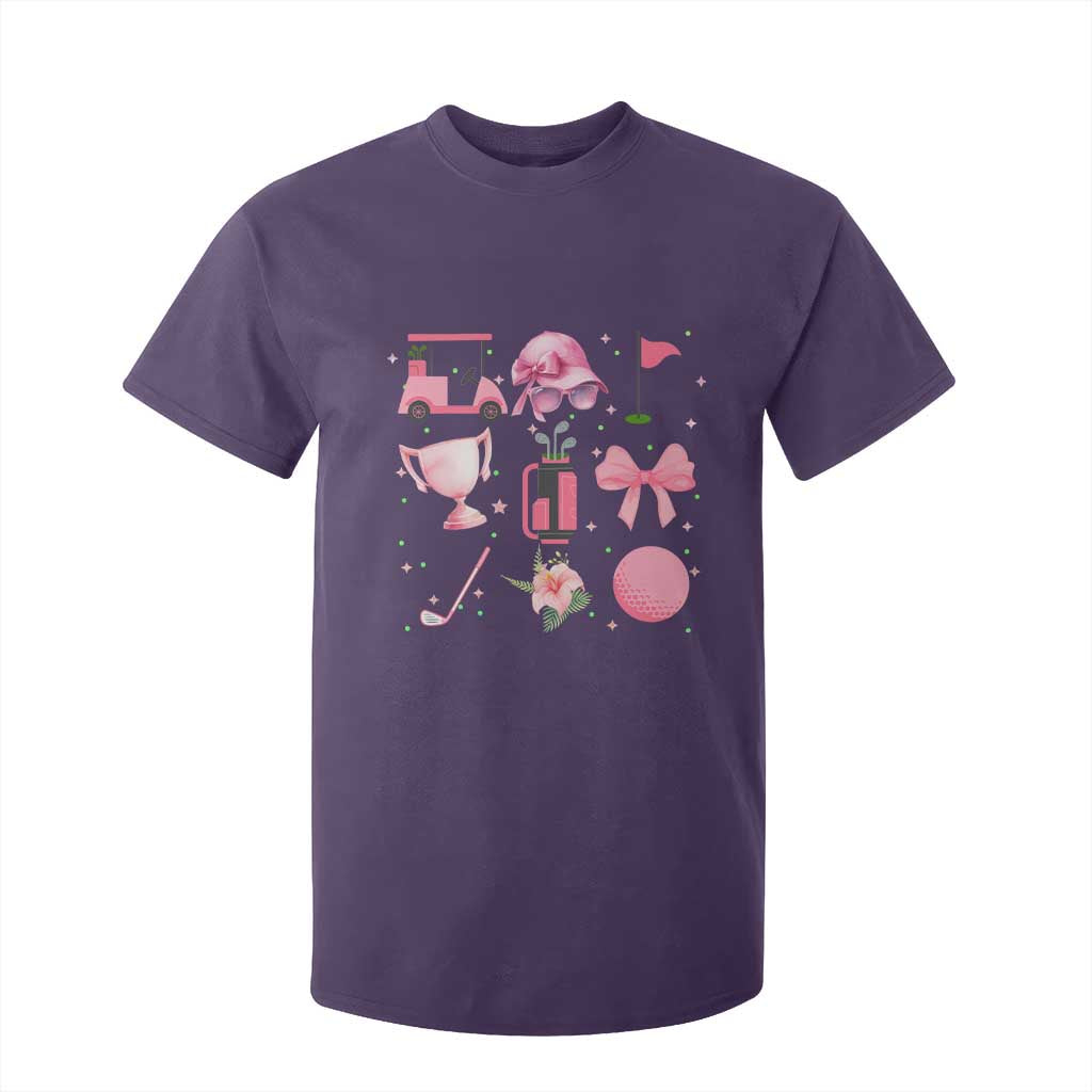 Womens Golf Lover T Shirt For Kid Cute Pink Bow Golf Sports Gift TS12 Purple Print Your Wear
