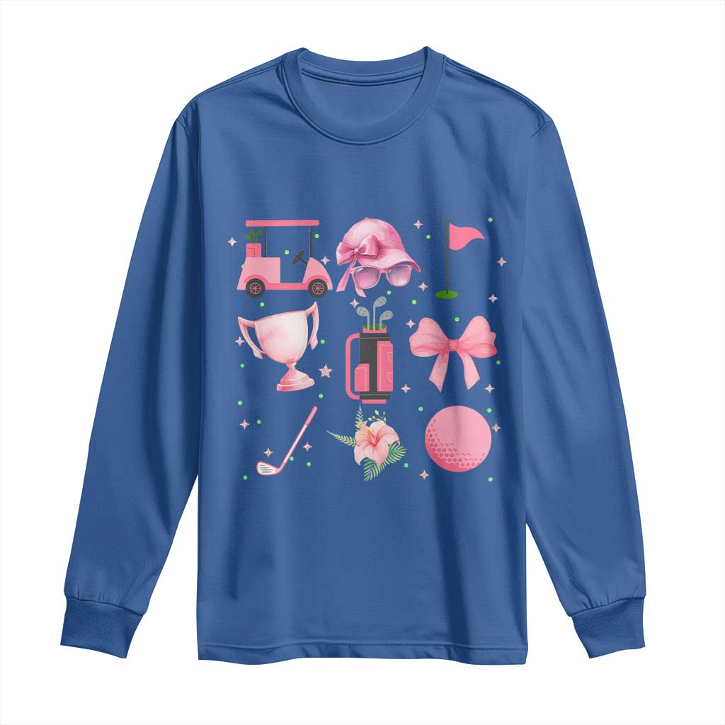 Womens Golf Lover Long Sleeve Shirt Cute Pink Bow Golf Sports Gift TS12 Royal Blue Print Your Wear