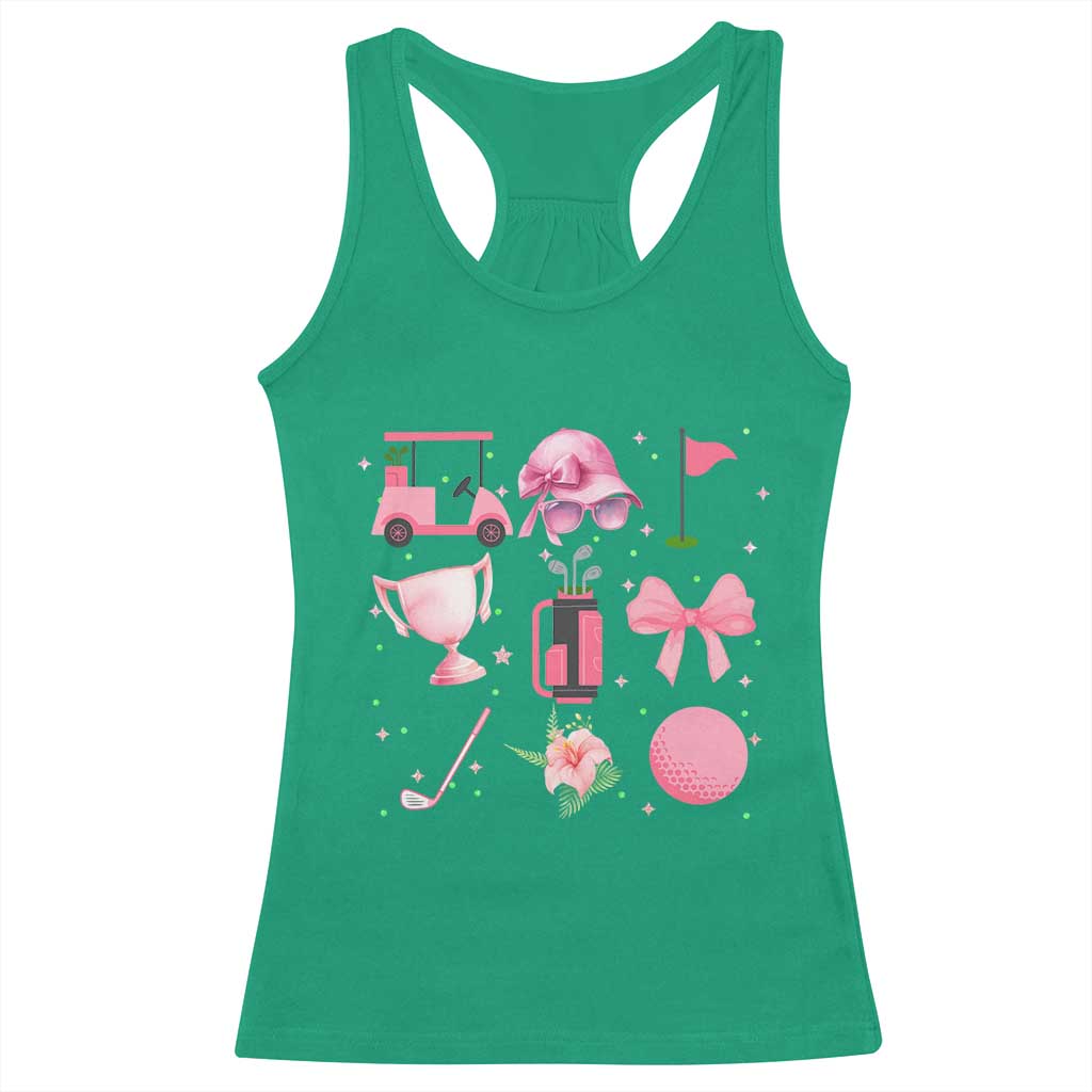 Womens Golf Lover Racerback Tank Top Cute Pink Bow Golf Sports Gift TS12 Irish Green Print Your Wear