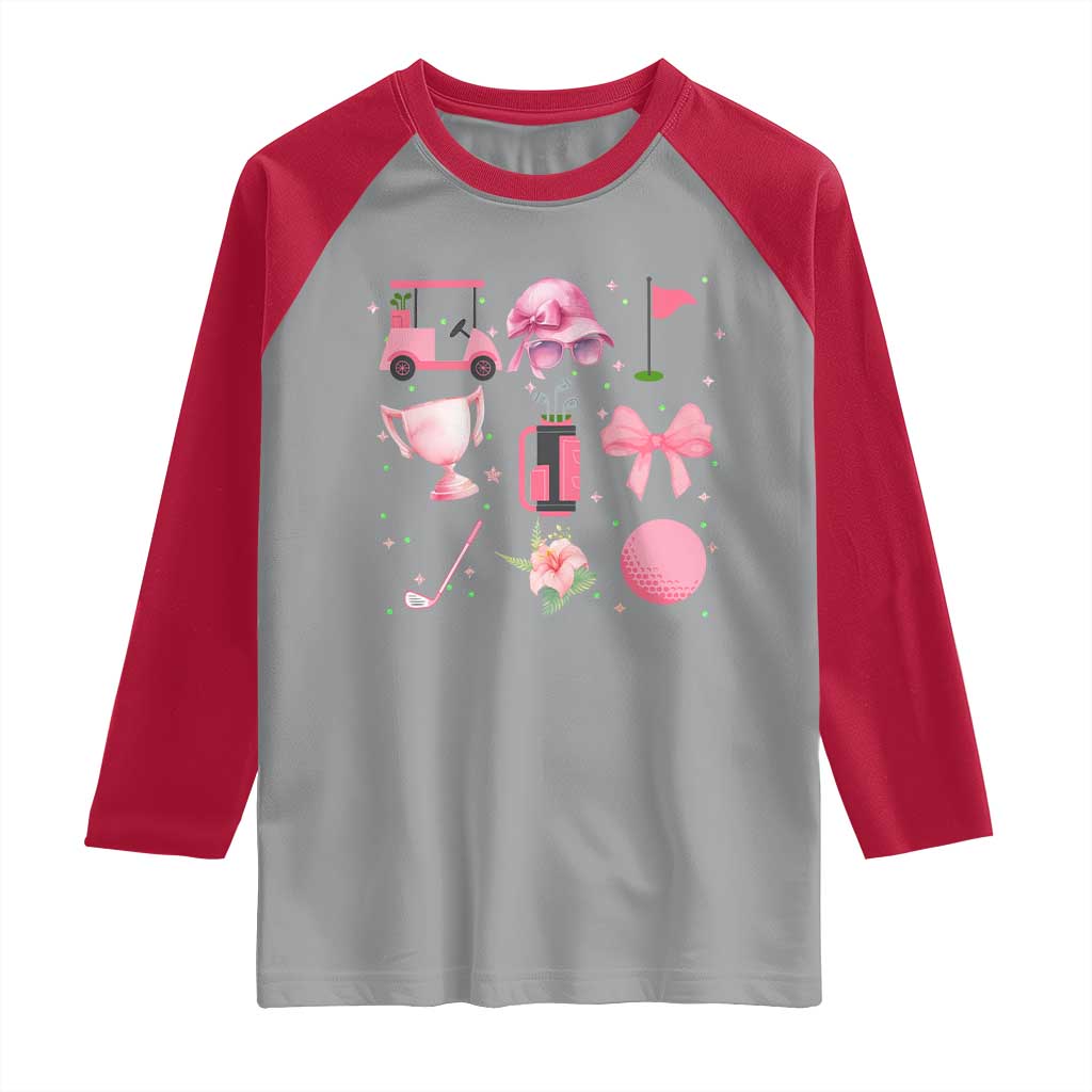 Womens Golf Lover Raglan Shirt Cute Pink Bow Golf Sports Gift TS12 Sport Gray Red Print Your Wear