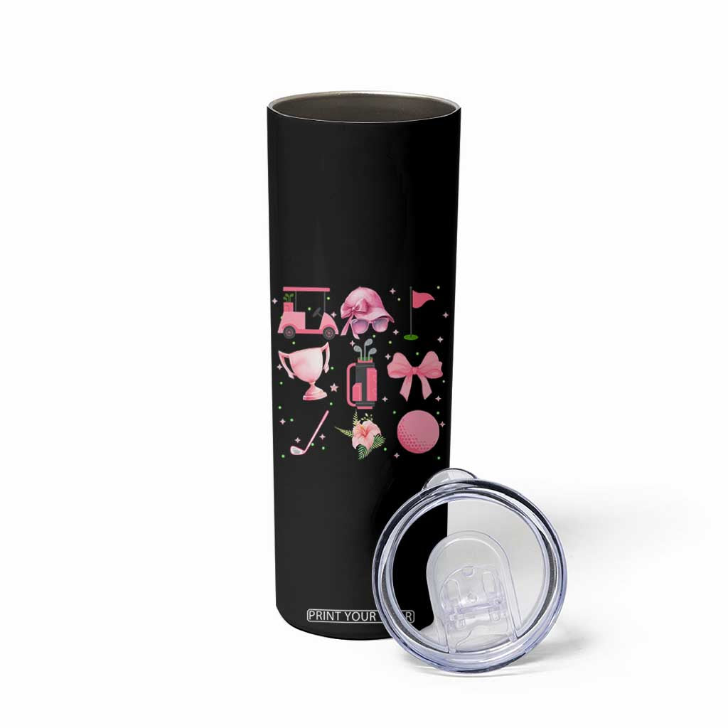 Womens Golf Lover Skinny Tumbler Cute Pink Bow Golf Sports Gift TS12 Print Your Wear