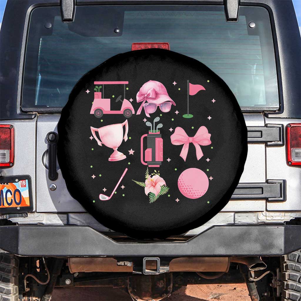 Womens Golf Lover Spare Tire Cover Cute Pink Bow Golf Sports Gift TS12 No hole Black Print Your Wear
