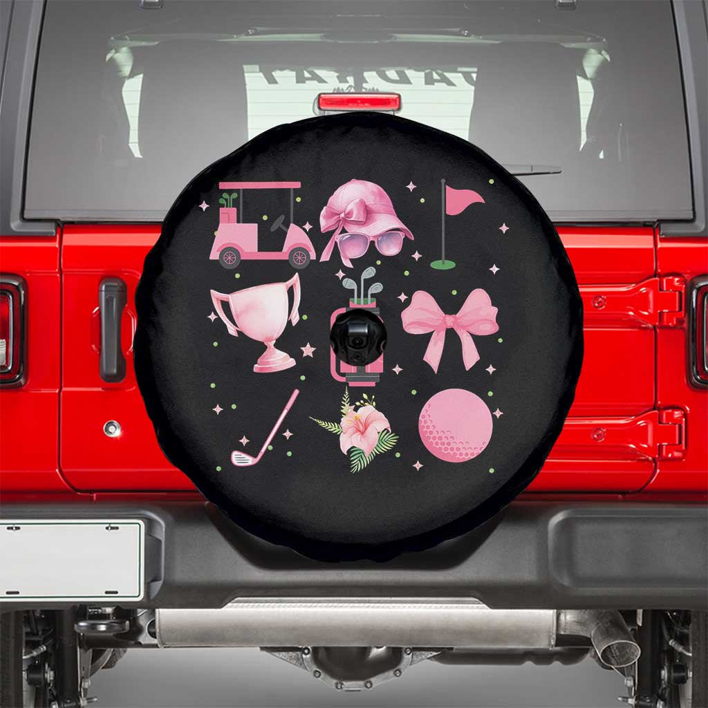 Womens Golf Lover Spare Tire Cover Cute Pink Bow Golf Sports Gift TS12 Black Print Your Wear