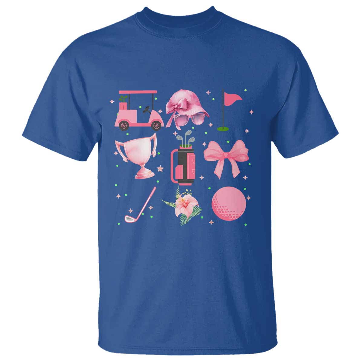 Womens Golf Lover T Shirt Cute Pink Bow Golf Sports Gift TS12 Royal Blue Print Your Wear