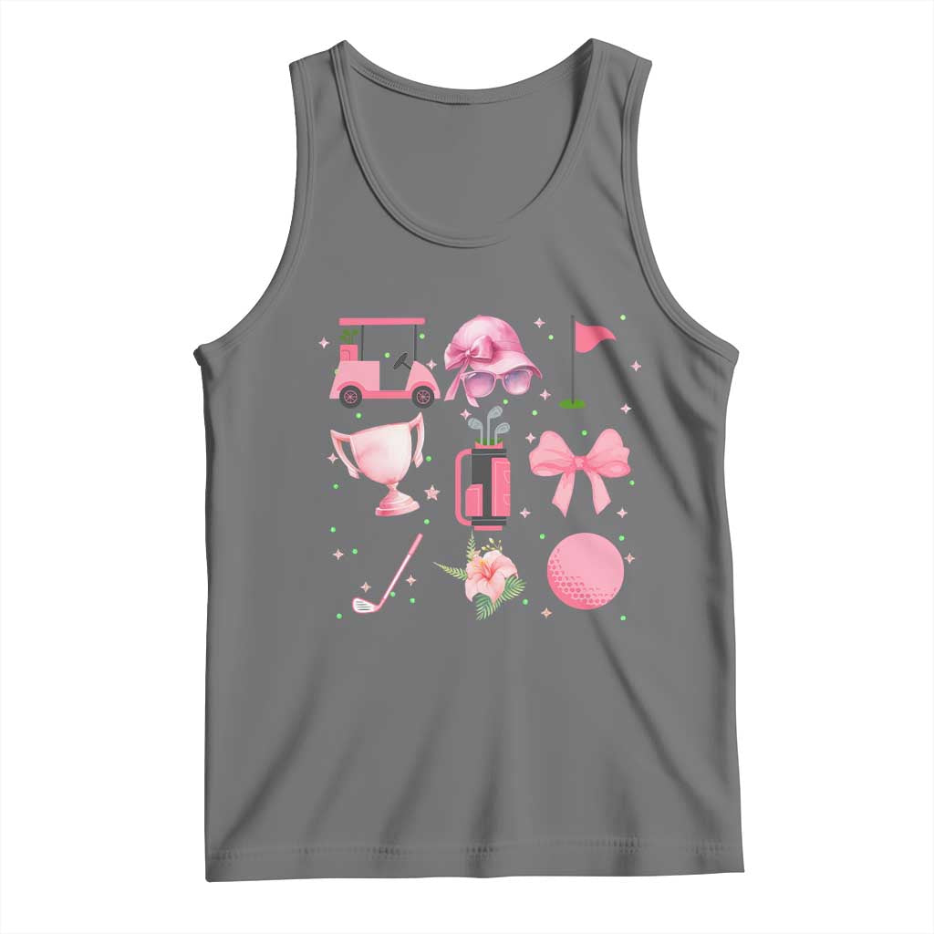 Womens Golf Lover Tank Top Cute Pink Bow Golf Sports Gift TS12 Black Heather Print Your Wear