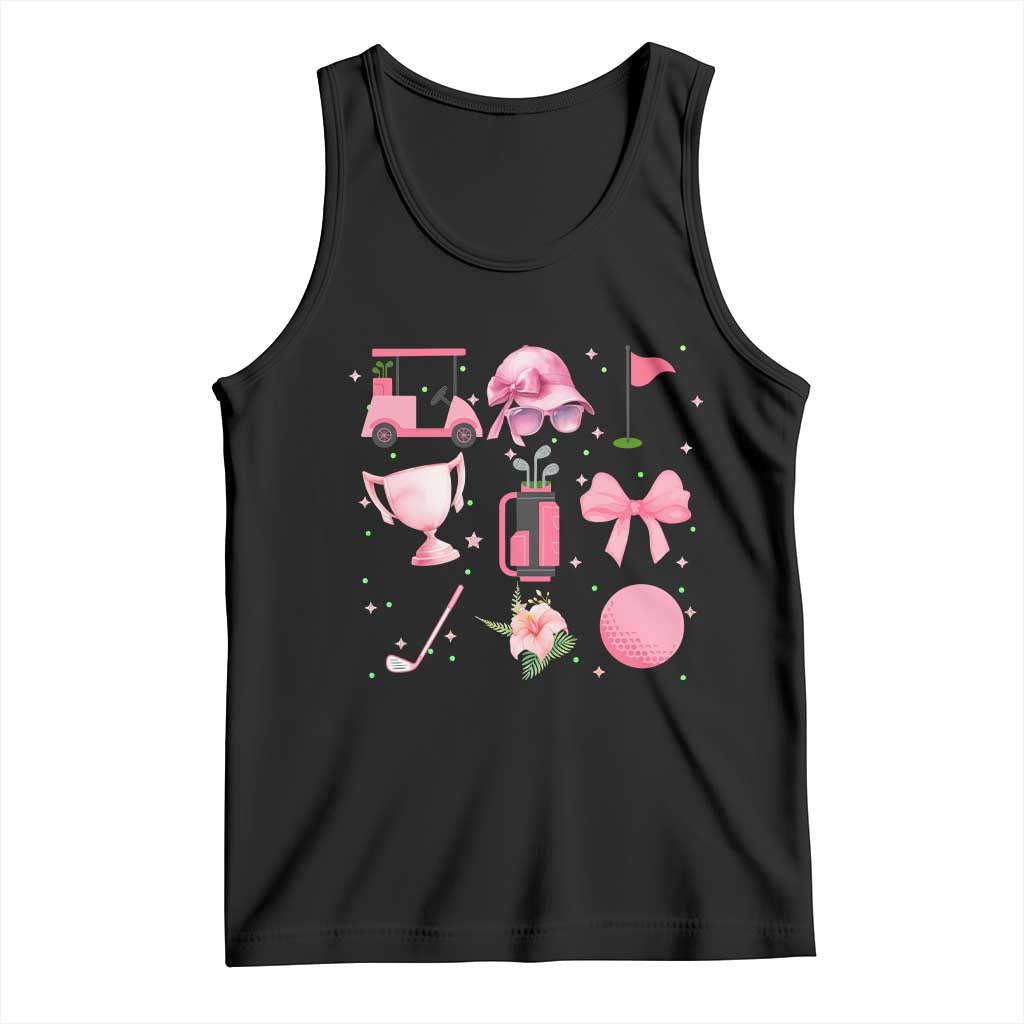 Womens Golf Lover Tank Top Cute Pink Bow Golf Sports Gift TS12 Black Print Your Wear