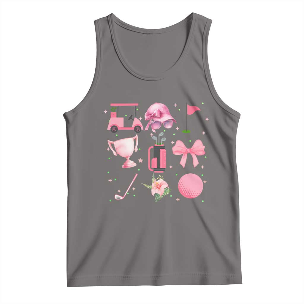 Womens Golf Lover Tank Top Cute Pink Bow Golf Sports Gift TS12 Deep Heather Print Your Wear