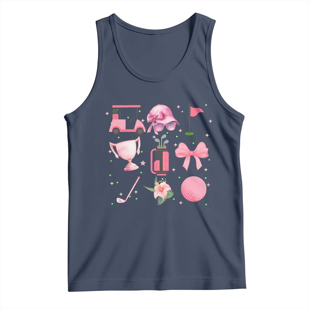 Womens Golf Lover Tank Top Cute Pink Bow Golf Sports Gift TS12 Navy Print Your Wear