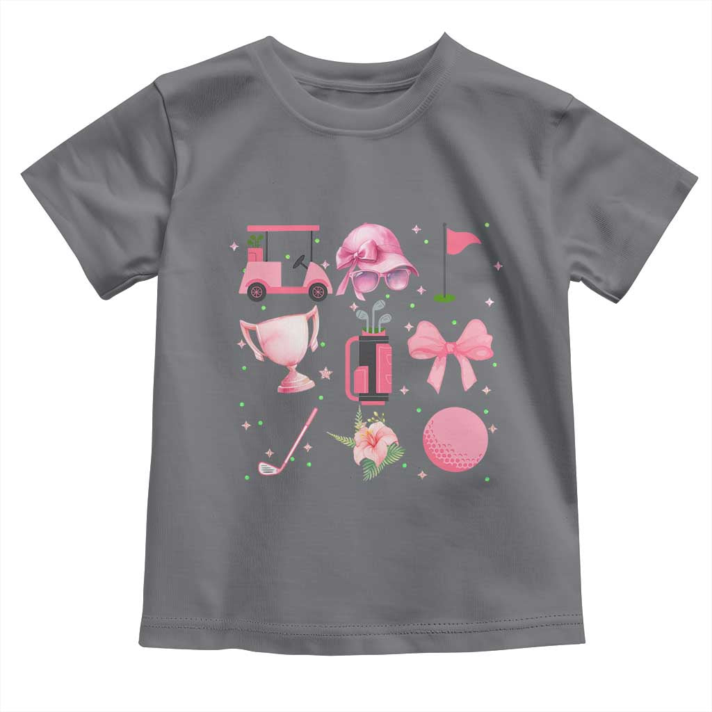 Womens Golf Lover Toddler T Shirt Cute Pink Bow Golf Sports Gift TS12 Charcoal Print Your Wear