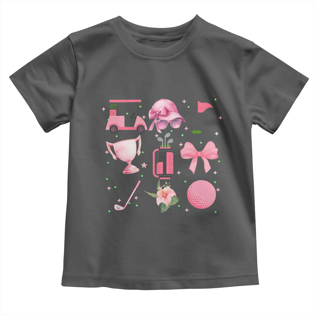 Womens Golf Lover Toddler T Shirt Cute Pink Bow Golf Sports Gift TS12 Dark Heather Print Your Wear