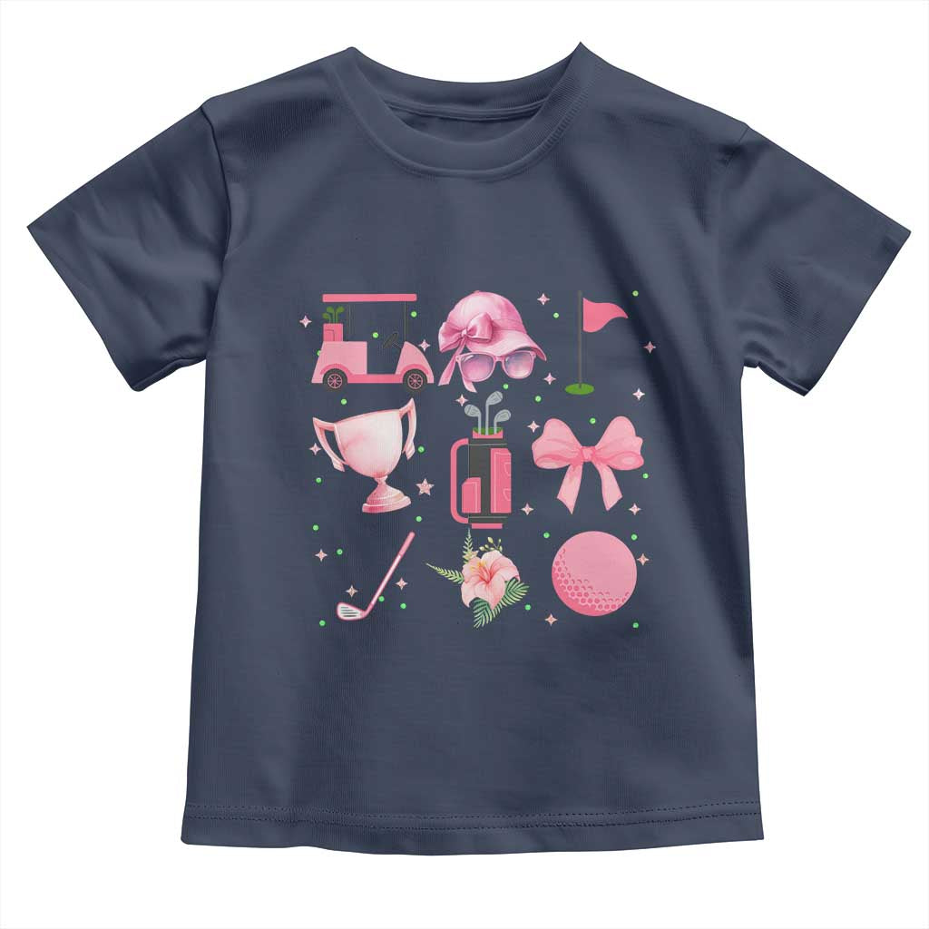 Womens Golf Lover Toddler T Shirt Cute Pink Bow Golf Sports Gift TS12 Navy Print Your Wear