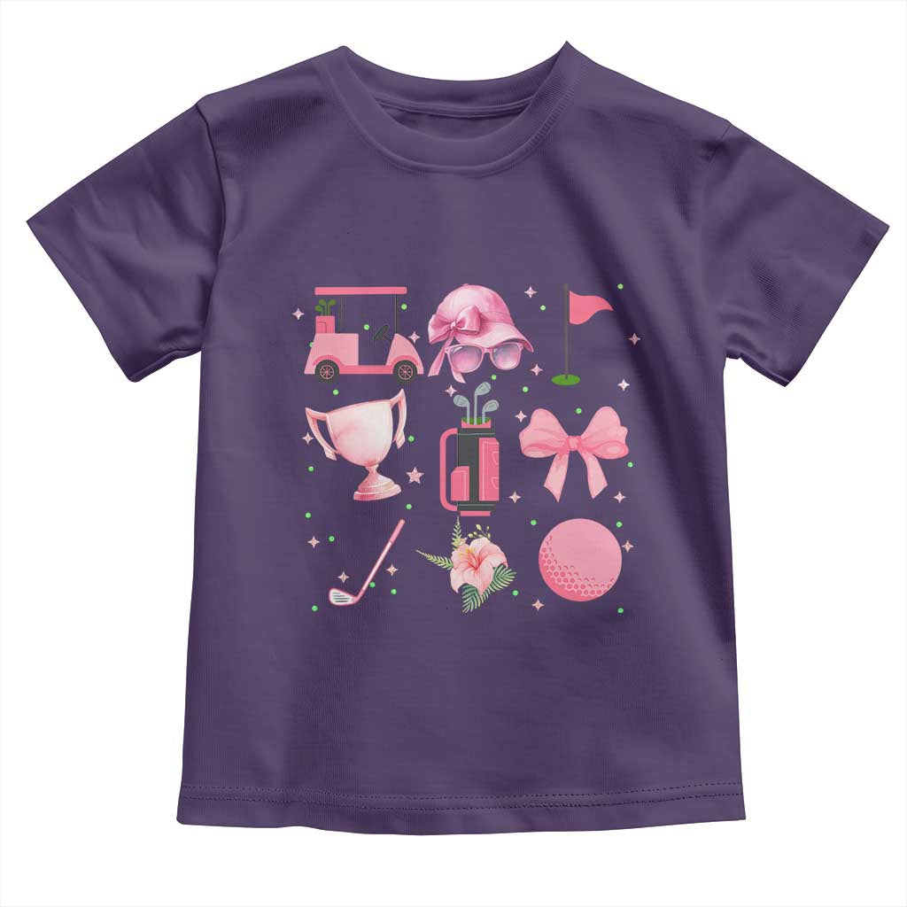 Womens Golf Lover Toddler T Shirt Cute Pink Bow Golf Sports Gift TS12 Purple Print Your Wear