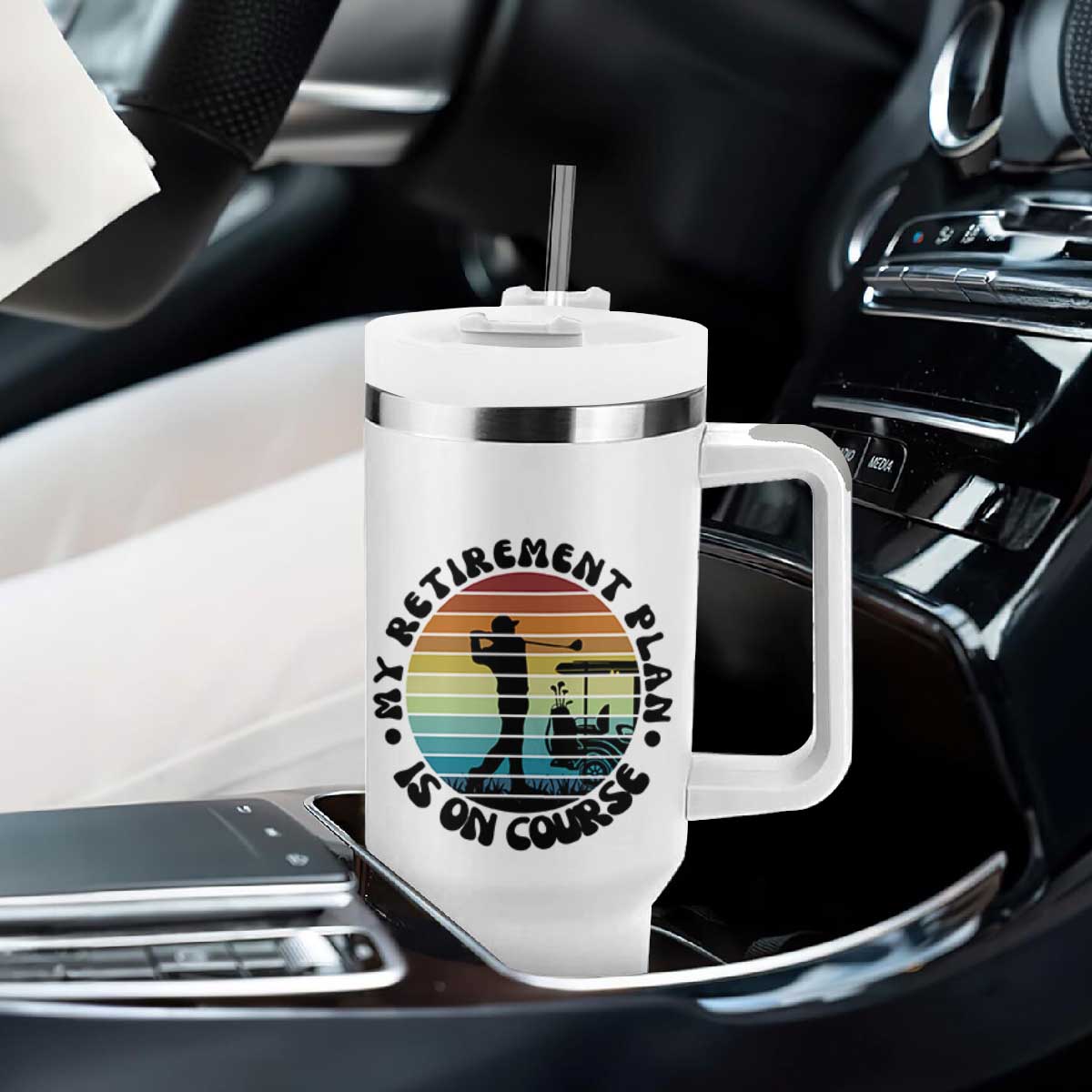 My Retirement Plan Is On Course Tumbler With Handle Retired Golfer Gift TS12 Print Your Wear