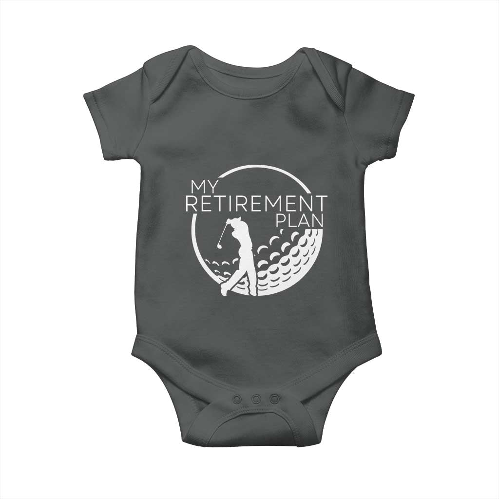 Funny Retirement Golf Baby Onesie Saying Golfing Gift TS12 Dark Heather Print Your Wear