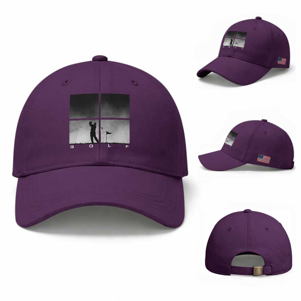Gift For Sports Lover Baseball Cap Retro Golf Silhouette Art TS12 Baseball Cap Universal Fit Purple Print Your Wear