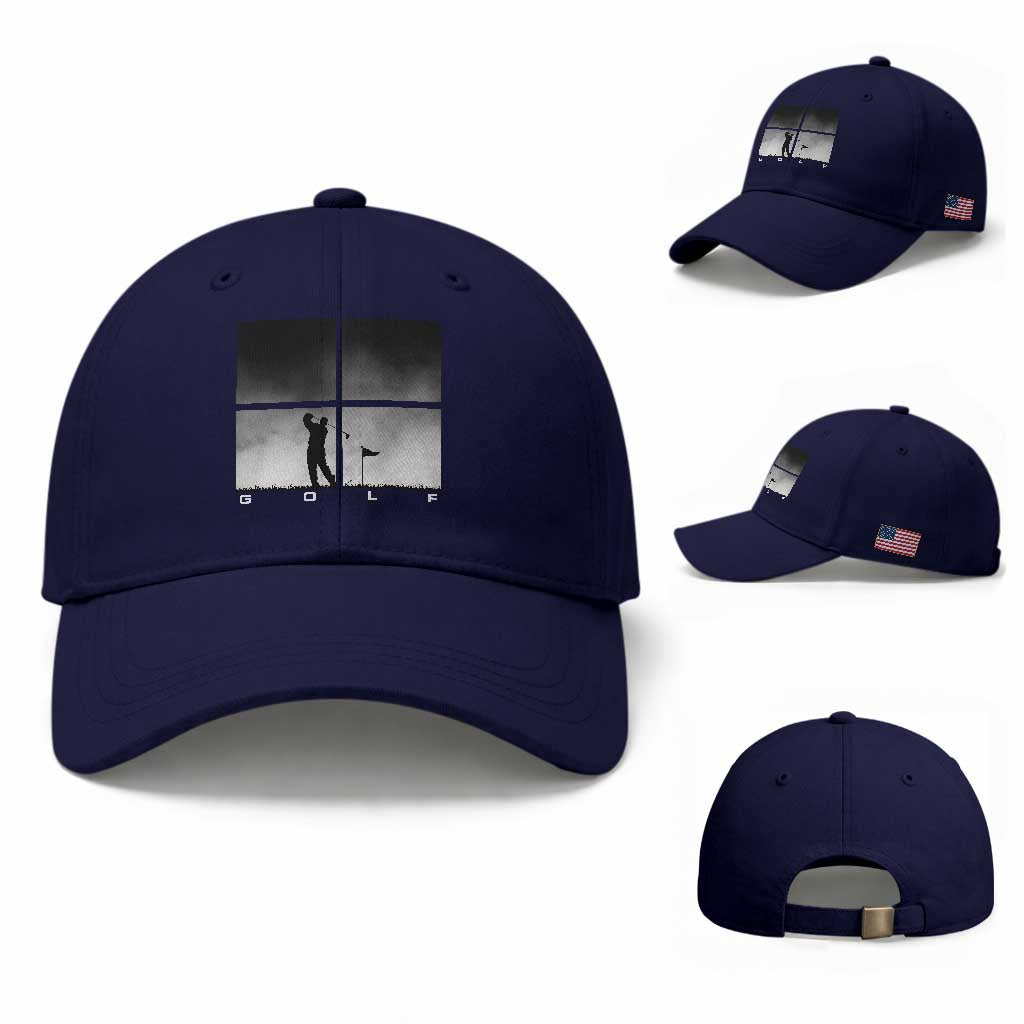 Gift For Sports Lover Baseball Cap Retro Golf Silhouette Art TS12 Baseball Cap Universal Fit Dark Blue Print Your Wear