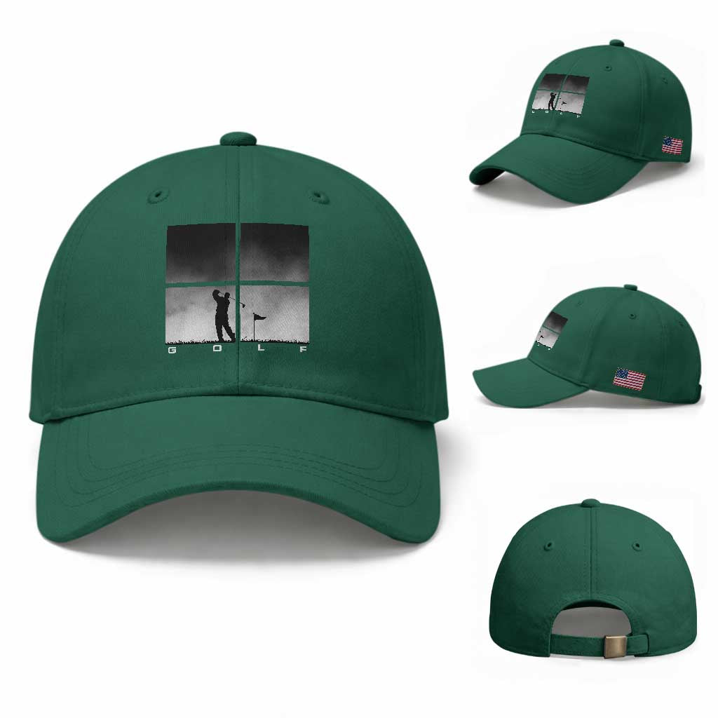 Gift For Sports Lover Baseball Cap Retro Golf Silhouette Art TS12 Baseball Cap Universal Fit Irish Green Print Your Wear
