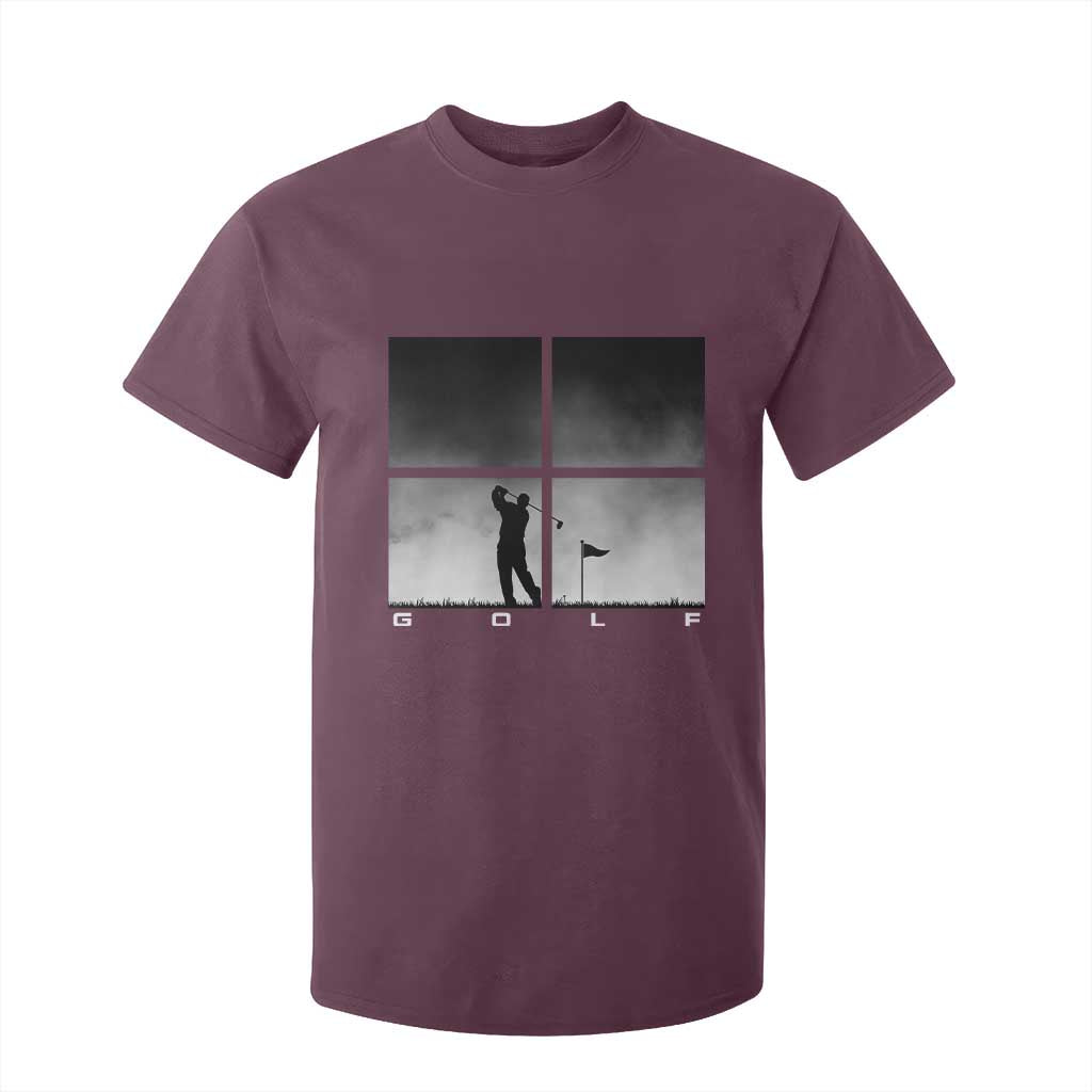 Gift For Sports Lover T Shirt For Kid Retro Golf Silhouette Art TS12 Maroon Print Your Wear