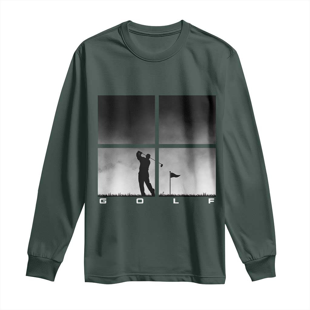 Gift For Sports Lover Long Sleeve Shirt Retro Golf Silhouette Art TS12 Dark Forest Green Print Your Wear