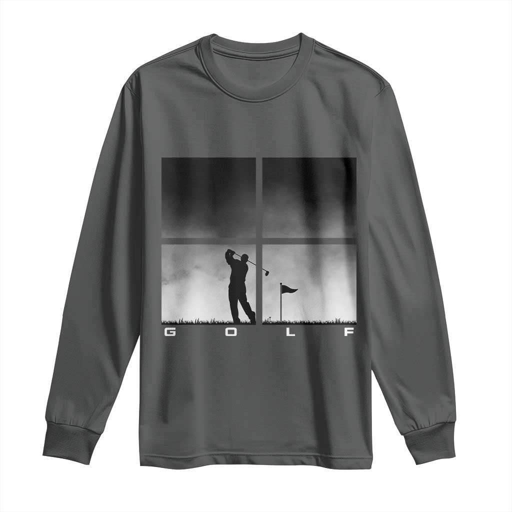 Gift For Sports Lover Long Sleeve Shirt Retro Golf Silhouette Art TS12 Dark Heather Print Your Wear
