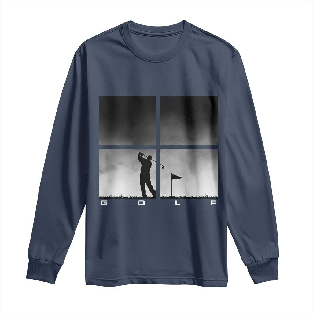 Gift For Sports Lover Long Sleeve Shirt Retro Golf Silhouette Art TS12 Navy Print Your Wear