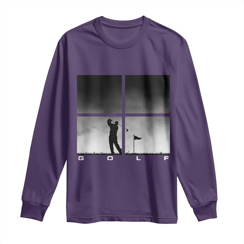 Gift For Sports Lover Long Sleeve Shirt Retro Golf Silhouette Art TS12 Purple Print Your Wear