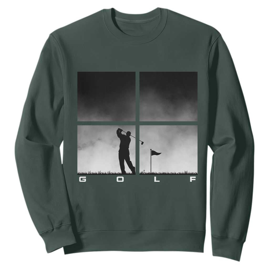 Gift For Sports Lover Sweatshirt Retro Golf Silhouette Art TS12 Dark Forest Green Print Your Wear