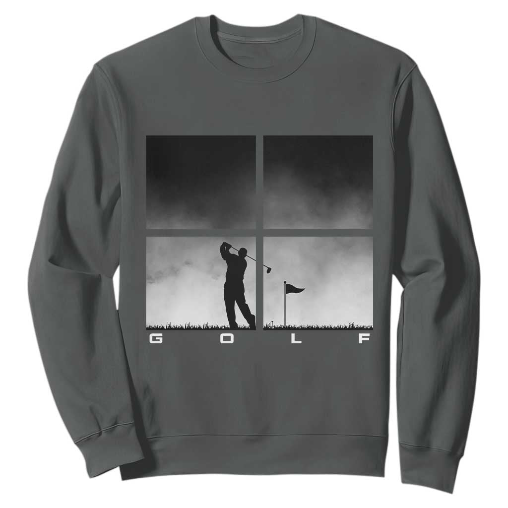 Gift For Sports Lover Sweatshirt Retro Golf Silhouette Art TS12 Dark Heather Print Your Wear