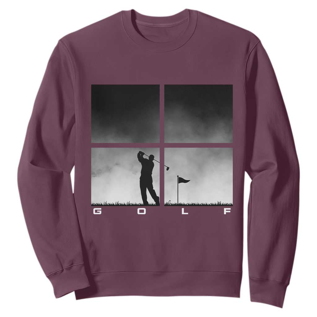 Gift For Sports Lover Sweatshirt Retro Golf Silhouette Art TS12 Maroon Print Your Wear