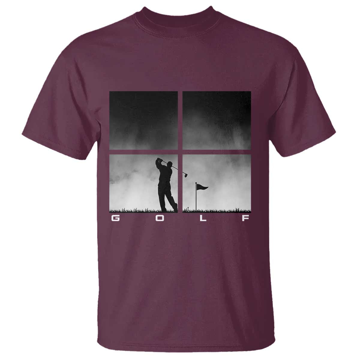 Gift For Sports Lover T Shirt Retro Golf Silhouette Art TS12 Maroon Print Your Wear