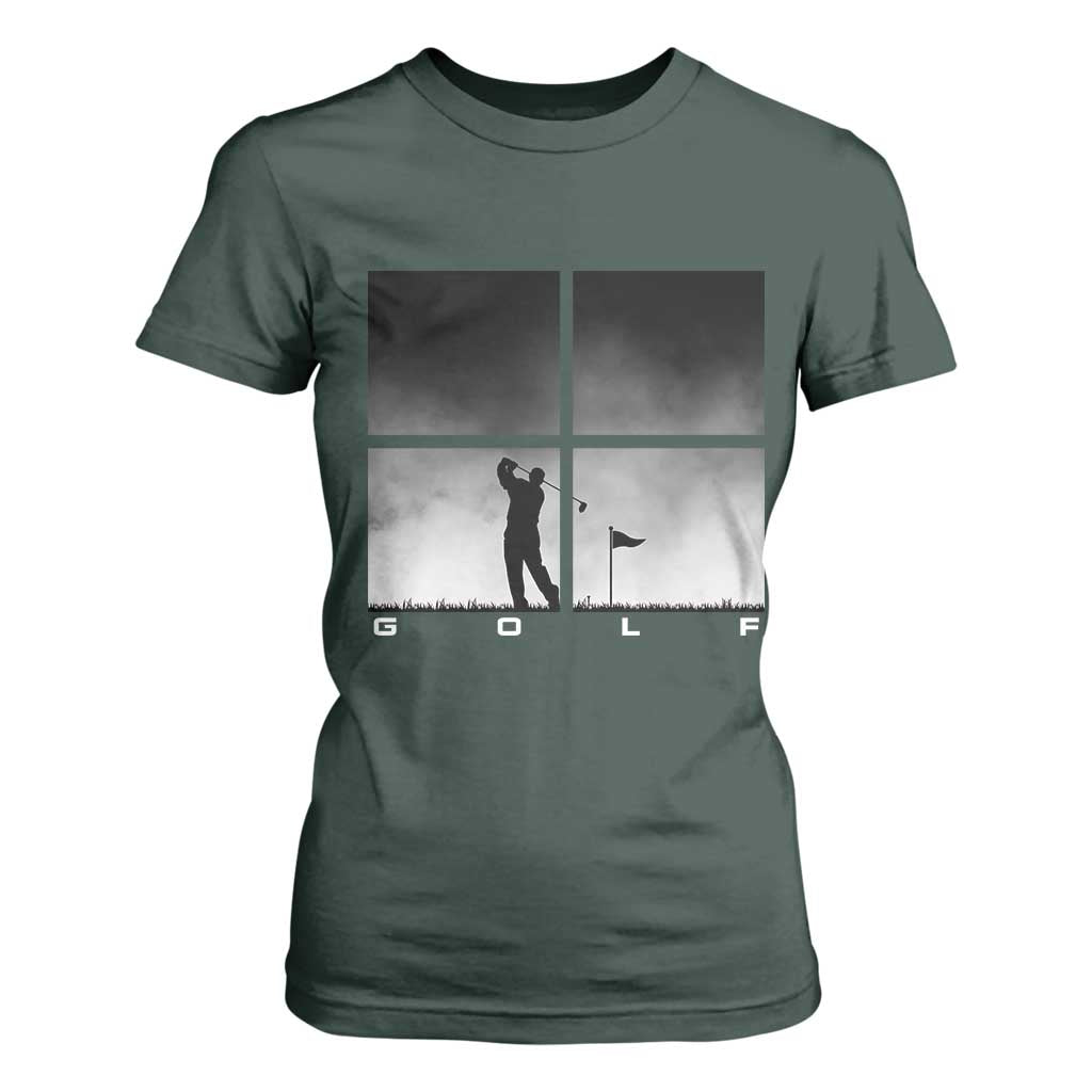 Gift For Sports Lover T Shirt For Women Retro Golf Silhouette Art TS12 Dark Forest Green Print Your Wear