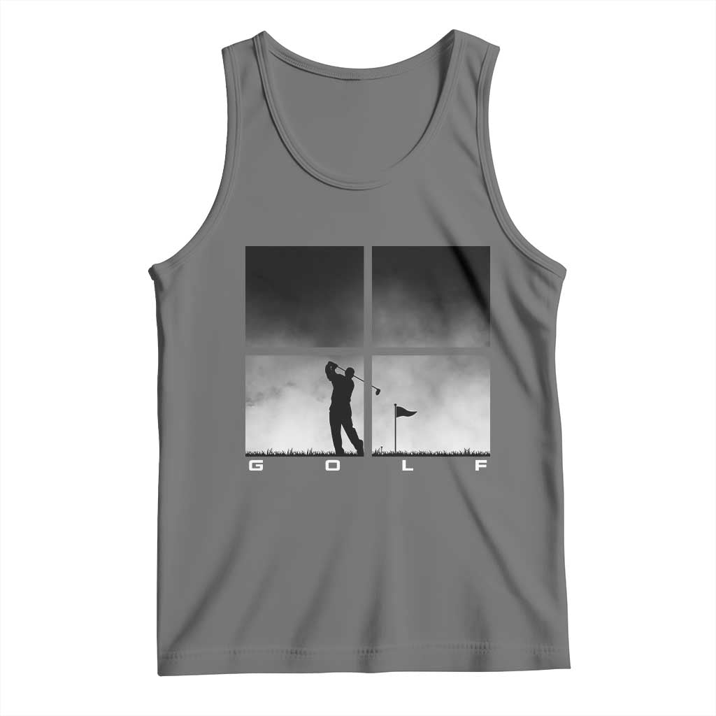 Gift For Sports Lover Tank Top Retro Golf Silhouette Art TS12 Black Heather Print Your Wear