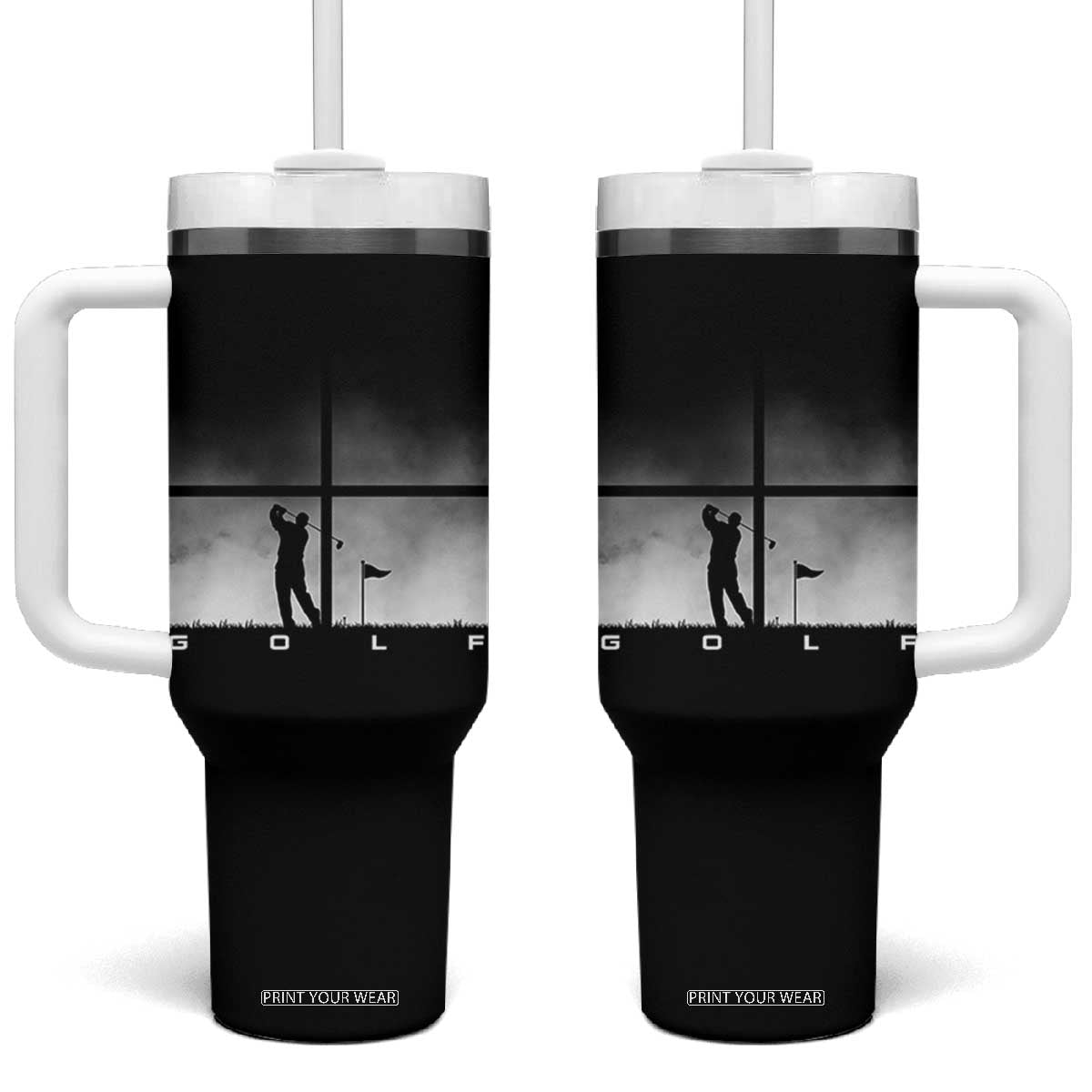 Gift For Sports Lover Tumbler With Handle Retro Golf Silhouette Art TS12 One Size: 40 oz Black Print Your Wear