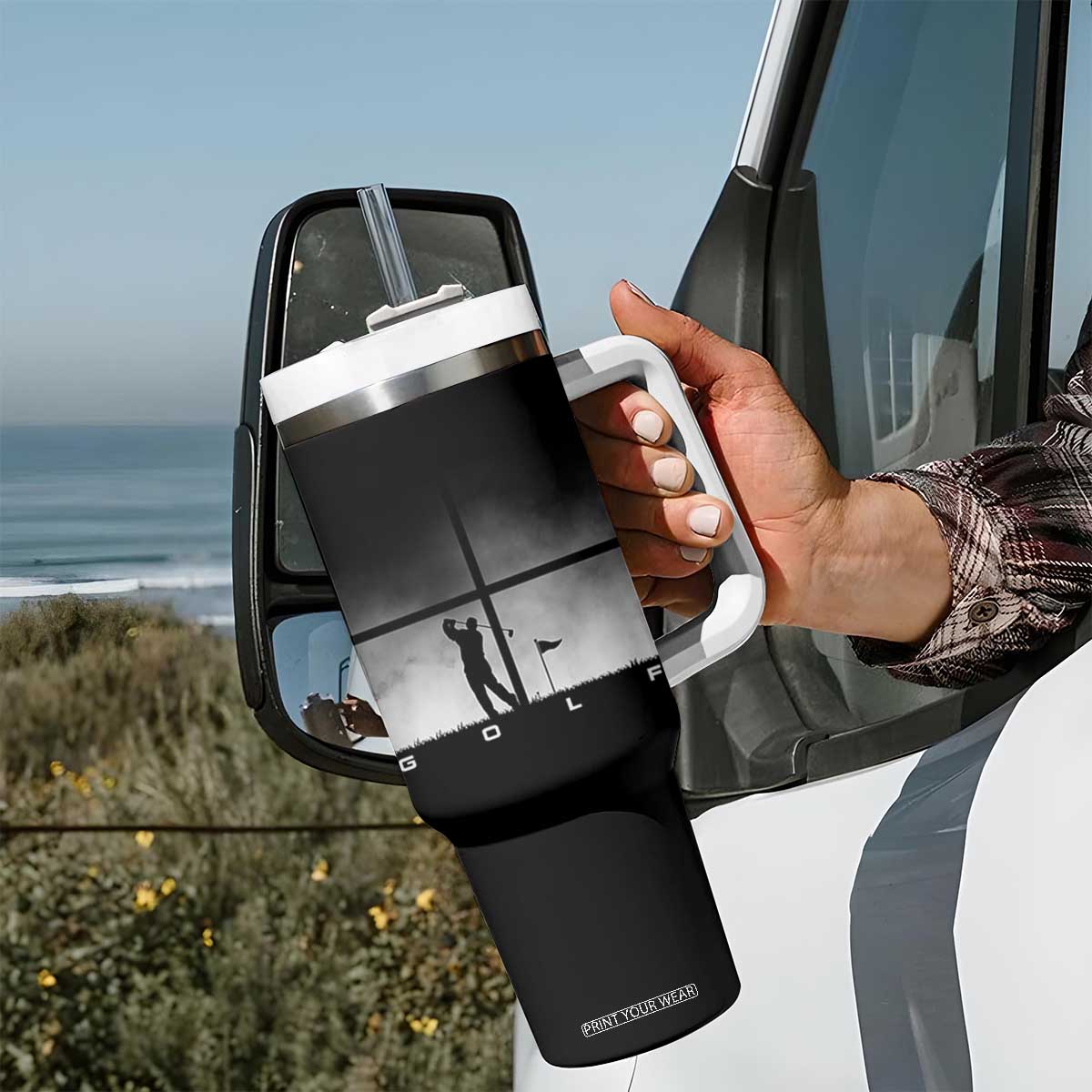 Gift For Sports Lover Tumbler With Handle Retro Golf Silhouette Art TS12 Print Your Wear