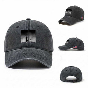 Gift For Sports Lover Washed Cotton Baseball Cap Retro Golf Silhouette Art TS12 Washed Cap Universal Fit Dark Gray Print Your Wear