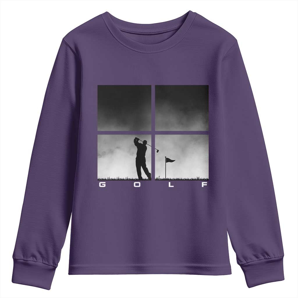 Gift For Sports Lover Youth Sweatshirt Retro Golf Silhouette Art TS12 Purple Print Your Wear