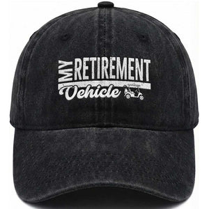 My Retirement Vehicle Golf Cart Washed Cotton Baseball Cap Funny Retired Plan TS12 Print Your Wear