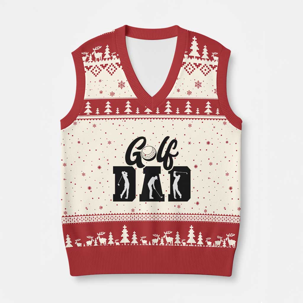 Golf Dad V-Neck Knit Sweater Vest Gift For Sport Lover TS12 Beige Red Print Your Wear