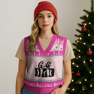 Golf Dad V-Neck Knit Sweater Vest Gift For Sport Lover TS12 Hot Pink Print Your Wear